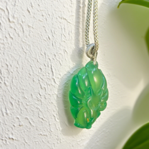 D116 Pendant Necklace: Green Fox Totem