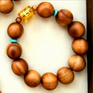 D146 Mantra Barrel Bead with Blue Emperor Stone Spacer