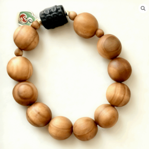 D142 Silver Obsidian Bead with Auspicious Cloud Pendant