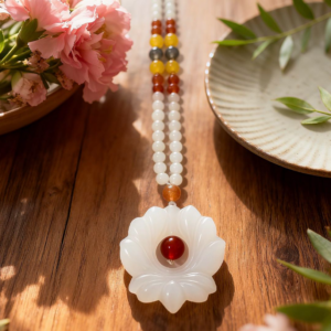 D153 White Lotus Multi-Gem Necklace(Random style)
